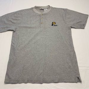 NBA Indiana Pacers Iron Knights Gray Short Sleeve Polo Shirt Mens Medium Vintage